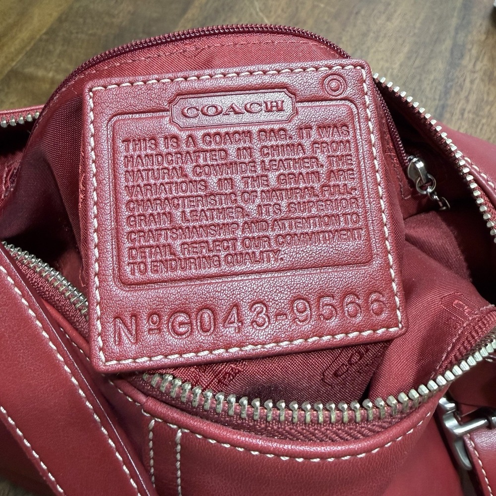 Coach Vintage Red Leather Legacy Sling Hobo Bag 9566 Y2K Shoulder Bag - Picture 12 of 13